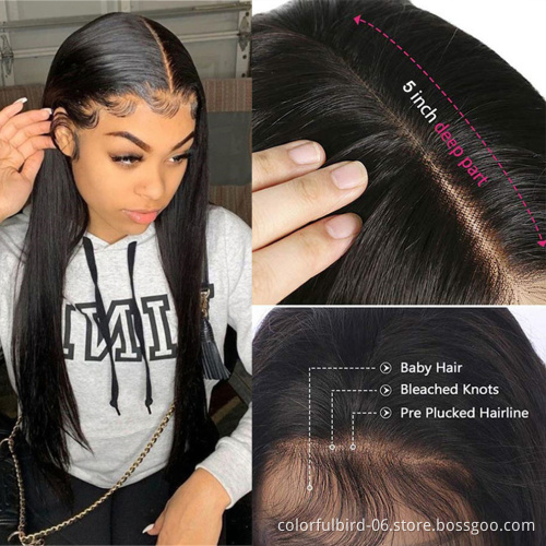 Vietnam Human Hair wigs black women 150% 180% 200% 250% Density Double Drawn 5*5 lace closure wig straight